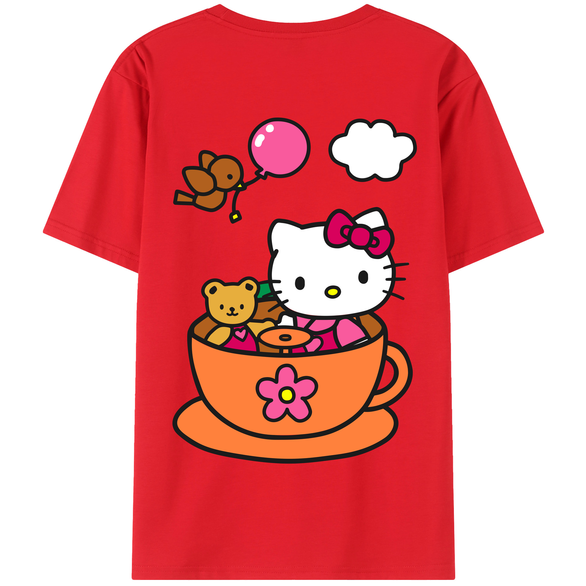 （画像用） Hello Kitty ハローキティ 綿100％半袖Tシャツ（背面プリント）