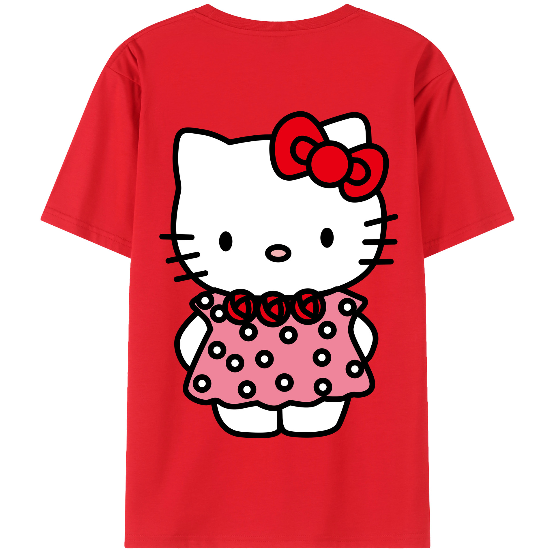 （画像用） Hello Kitty ハローキティ 綿100％半袖Tシャツ（背面プリント）