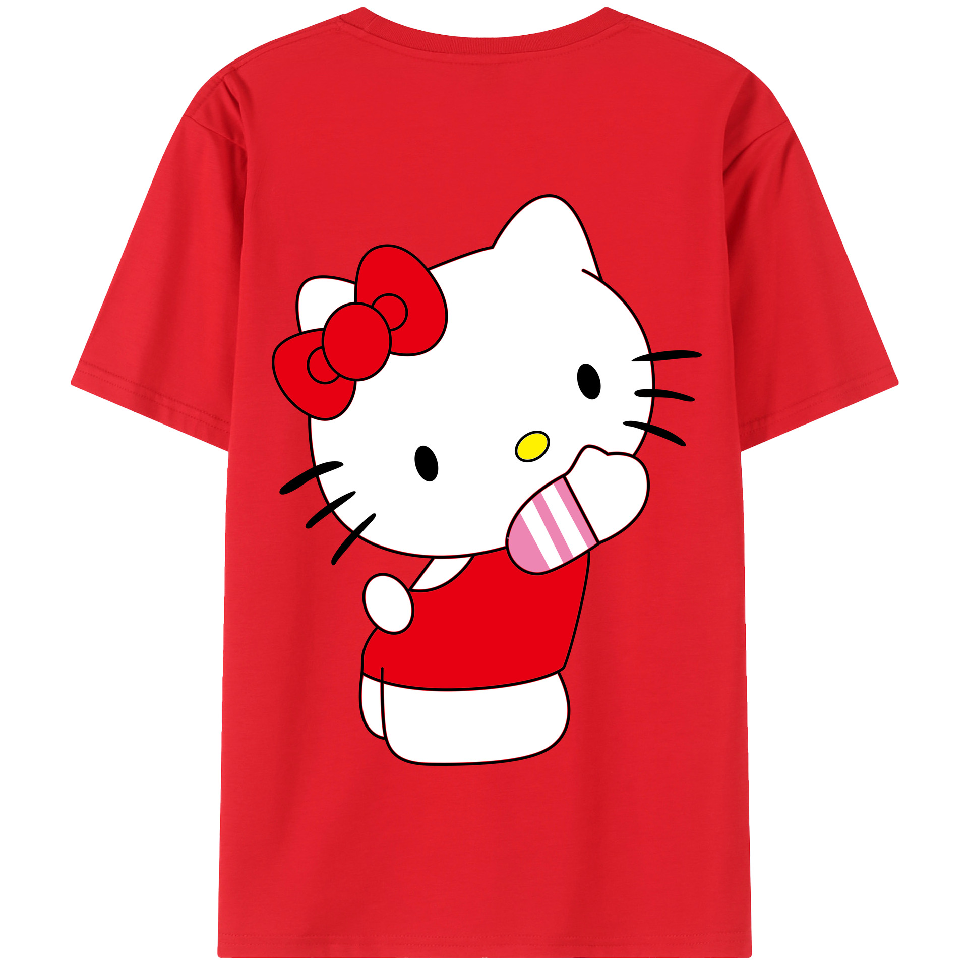 （画像用） Hello Kitty ハローキティ 綿100％半袖Tシャツ（背面プリント）
