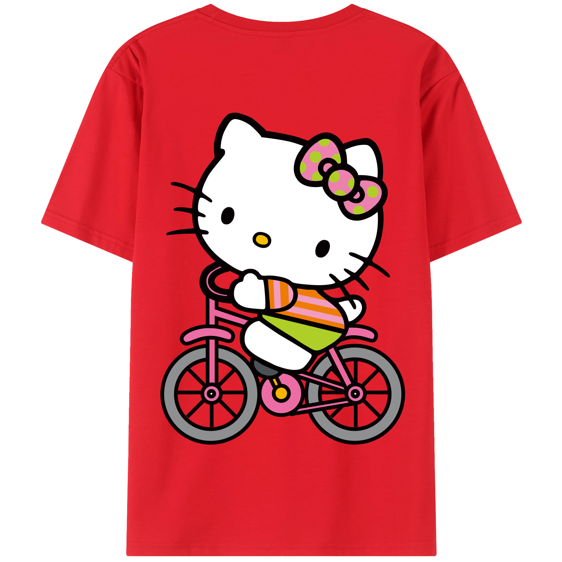 （画像用） Hello Kitty ハローキティ 綿100％半袖Tシャツ（背面プリント）