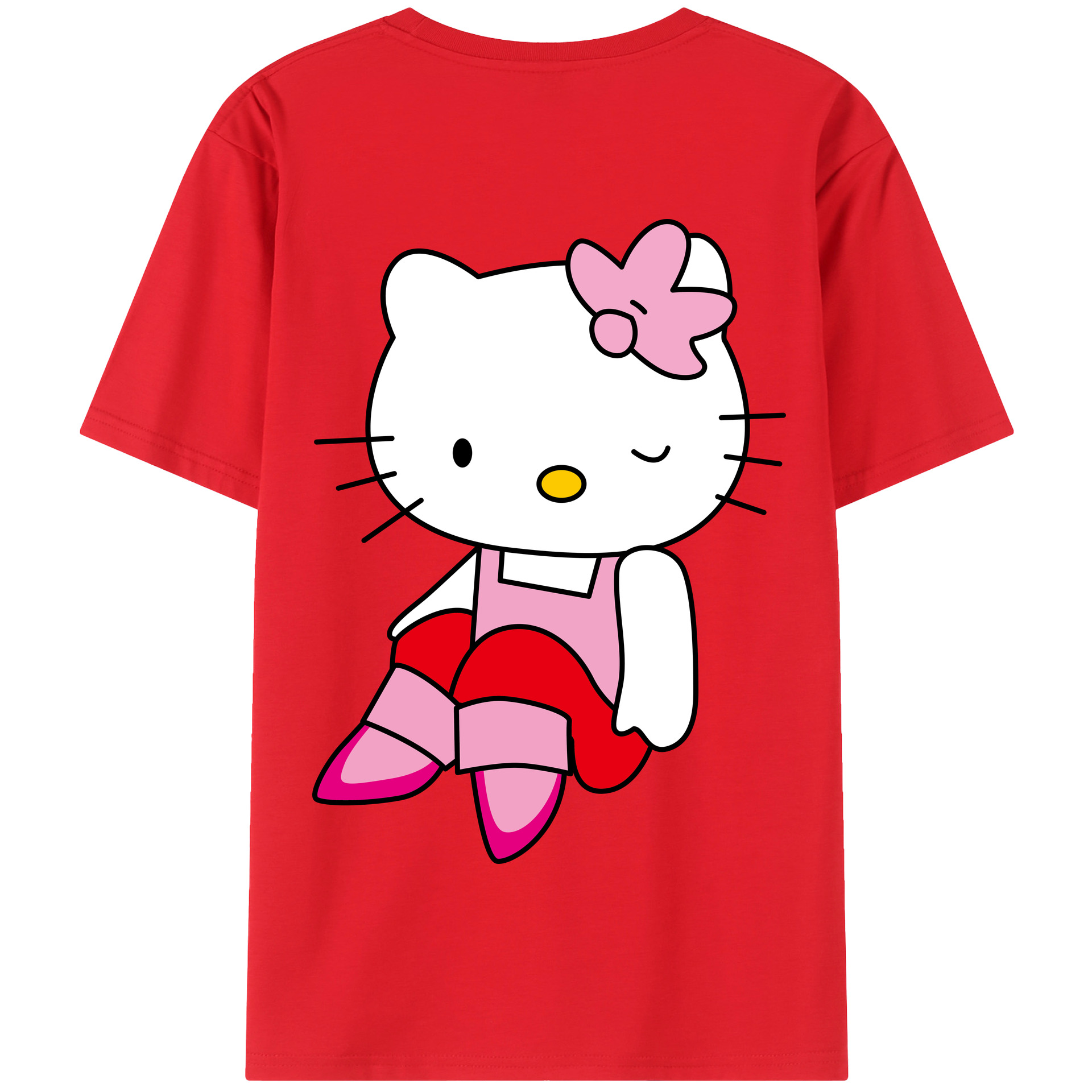 （画像用） Hello Kitty ハローキティ 綿100％半袖Tシャツ（背面プリント）
