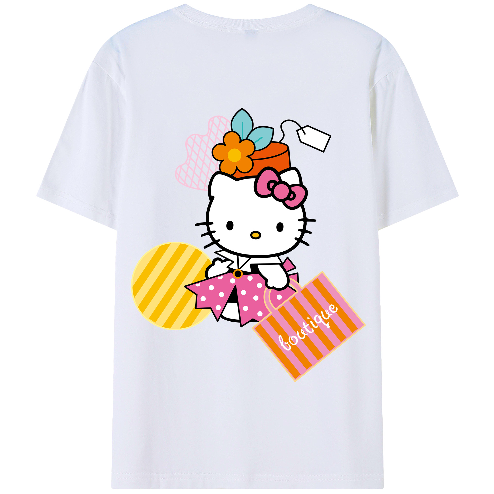 （画像用） Hello Kitty ハローキティ 綿100％半袖Tシャツ（背面プリント）