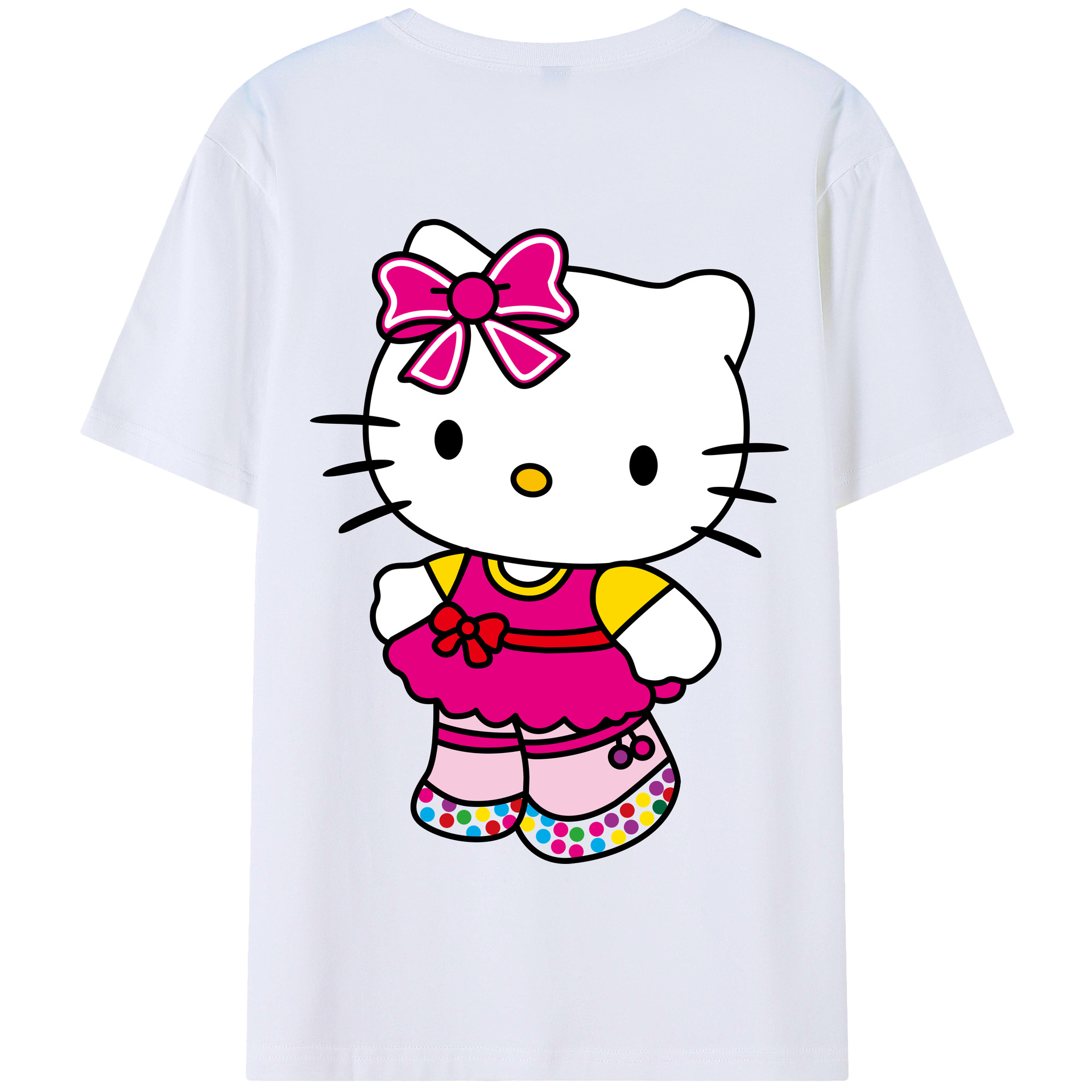 （画像用） Hello Kitty ハローキティ 綿100％半袖Tシャツ（背面プリント）