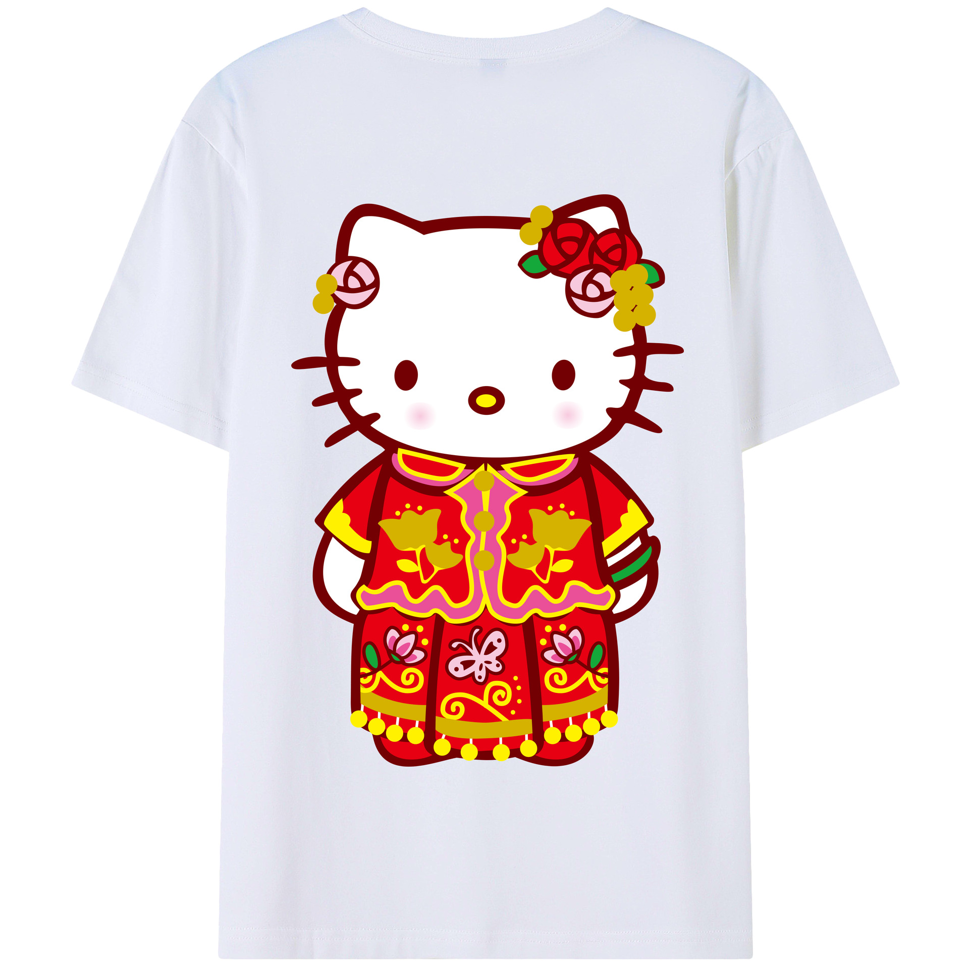 （画像用） Hello Kitty ハローキティ 綿100％半袖Tシャツ（背面プリント）