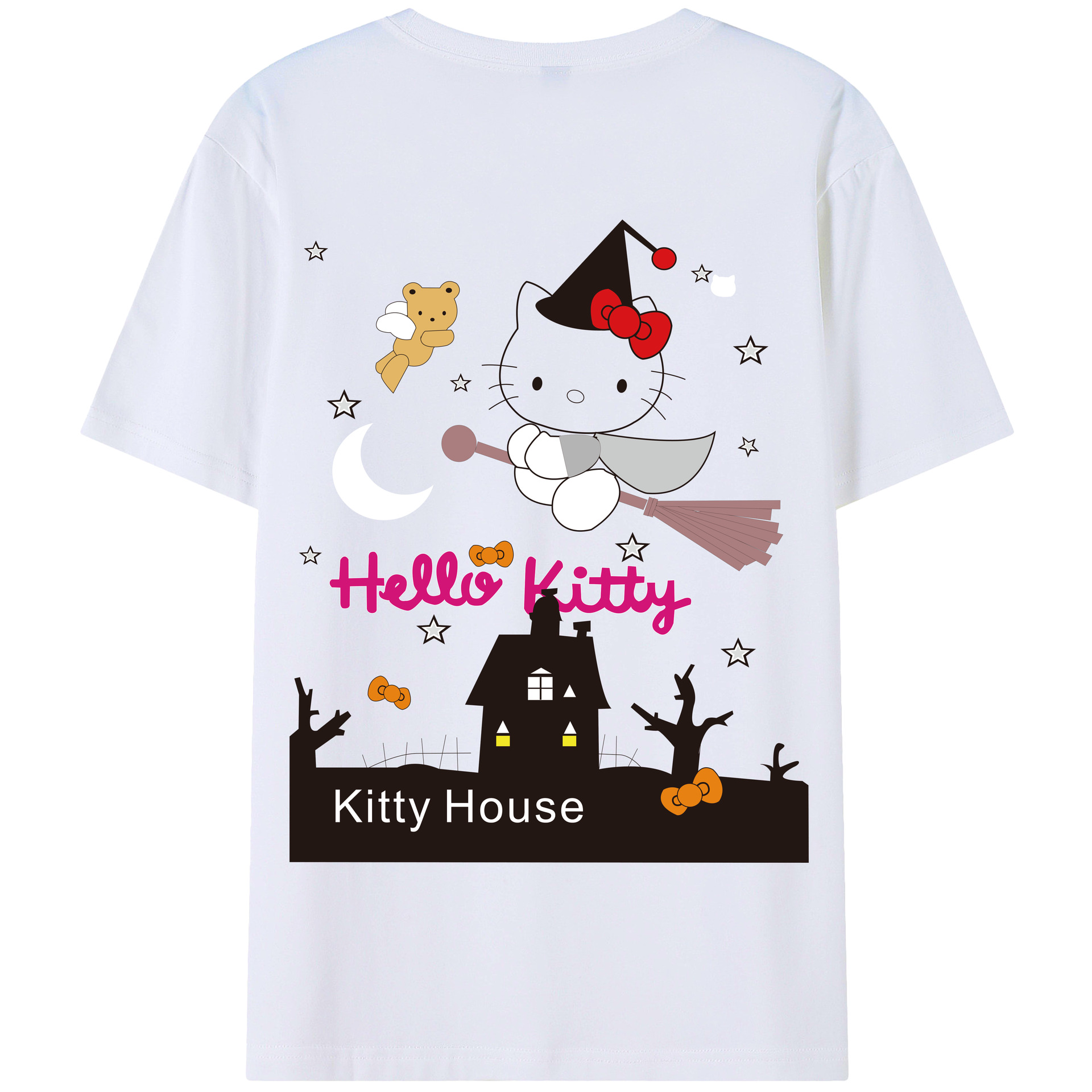 （画像用） Hello Kitty ハローキティ 綿100％半袖Tシャツ（背面プリント）