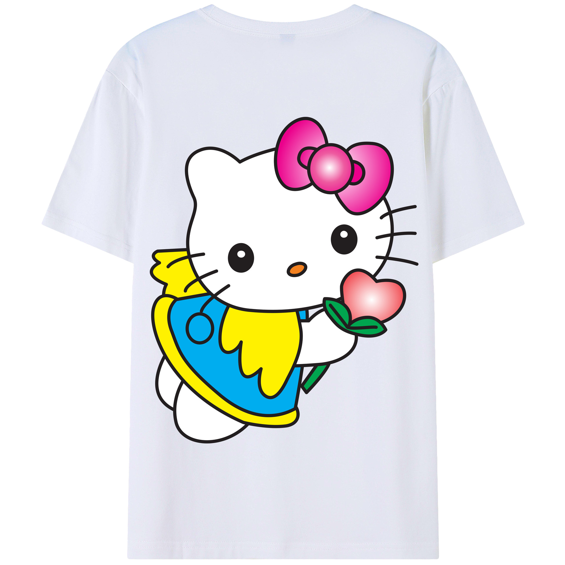 （画像用） Hello Kitty ハローキティ 綿100％半袖Tシャツ（背面プリント）