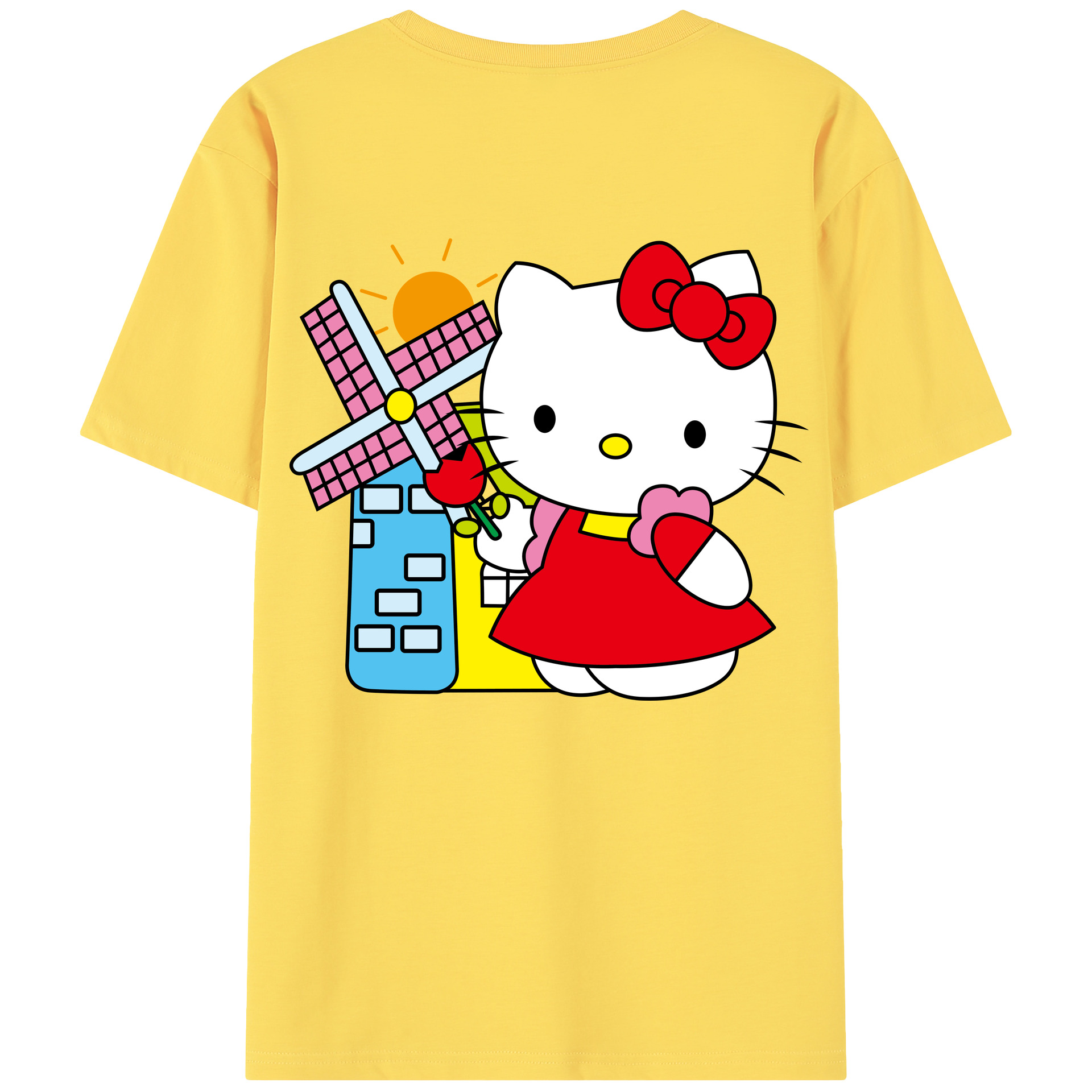 （画像用） Hello Kitty ハローキティ 綿100％半袖Tシャツ（背面プリント）