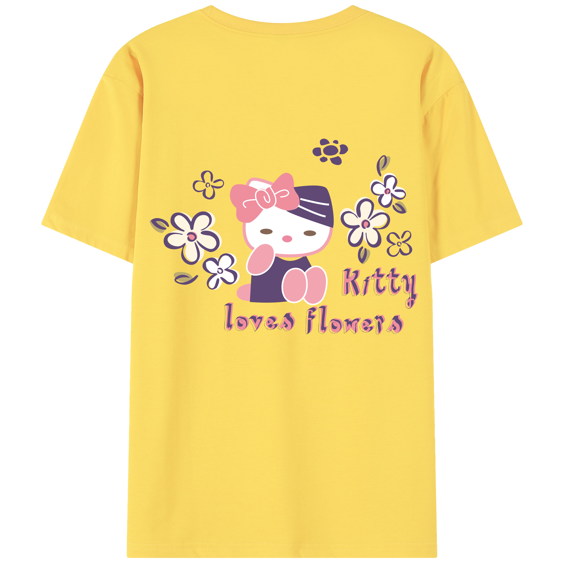 （画像用） Hello Kitty ハローキティ 綿100％半袖Tシャツ（背面プリント）