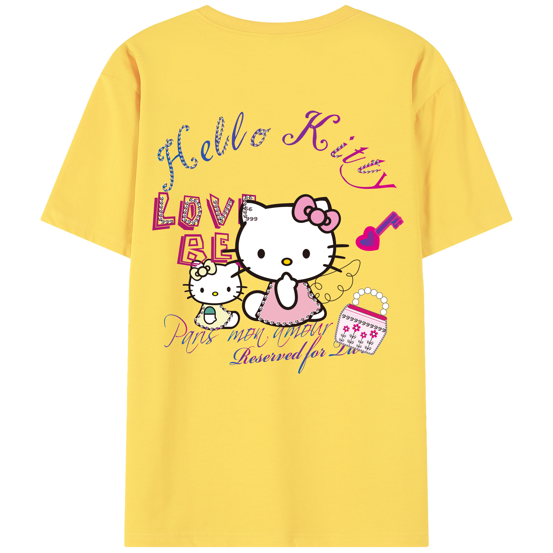 （画像用） Hello Kitty ハローキティ 綿100％半袖Tシャツ（背面プリント）