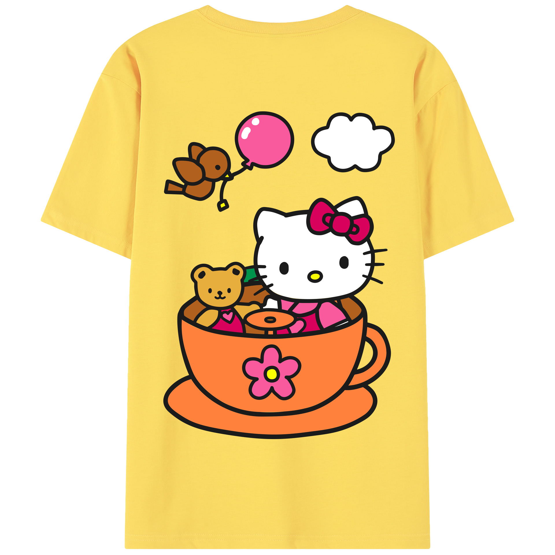（画像用） Hello Kitty ハローキティ 綿100％半袖Tシャツ（背面プリント）