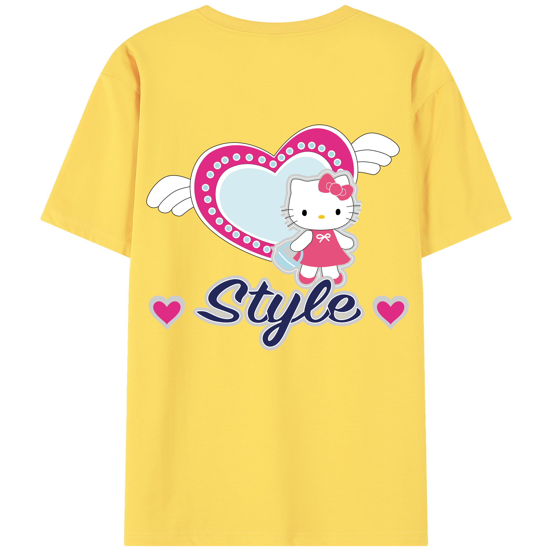 （画像用） Hello Kitty ハローキティ 綿100％半袖Tシャツ（背面プリント）